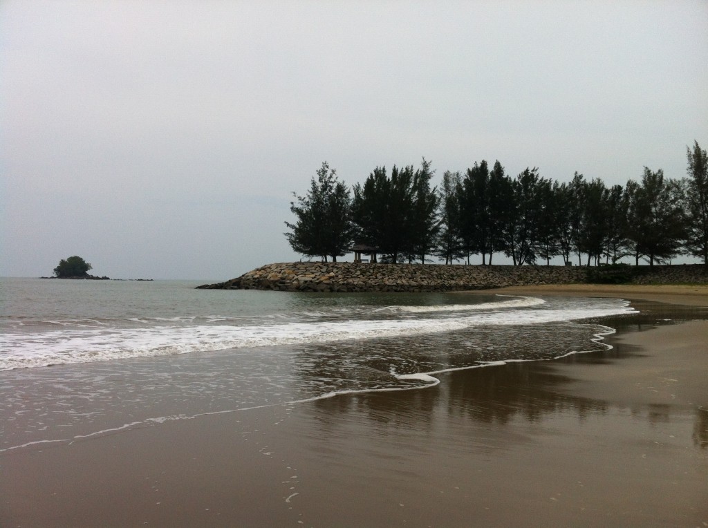Had a swim in the murky South China Sea. Crabs dominate the beach until you walk over, then they scurry back into their holes.