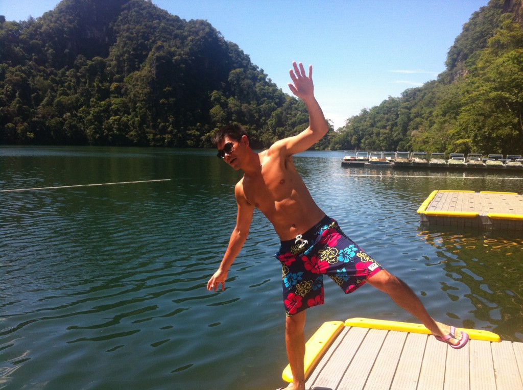 Falling into the lake… Not really LOL!