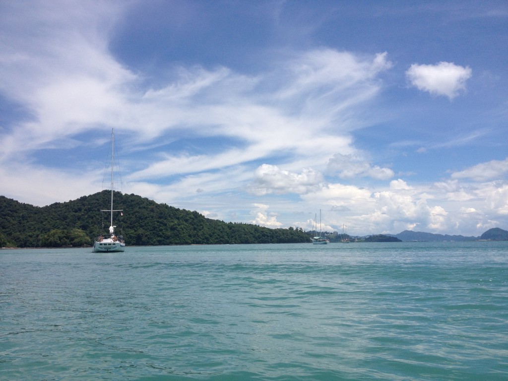 Surroundings were very scenic with sailboats anchored near the port and islands jutting out in the distance.