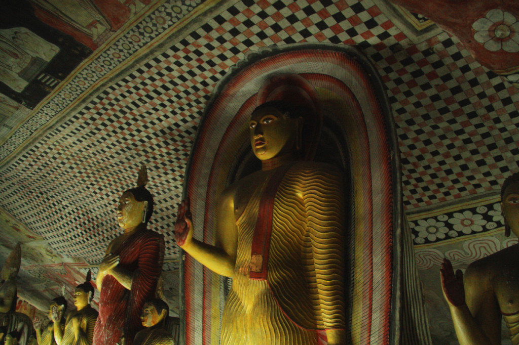 The figures throughout the caves represent Buddha and his life.