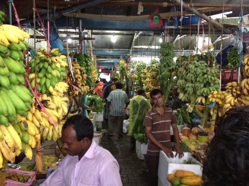 A local market selling mostly bananas and some other exotic fruit from the region. We tried some of the bananas and tasted some spices. 
