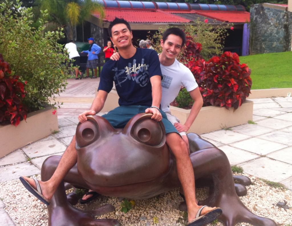 Bro-ing out on a frog statue, NBD. 