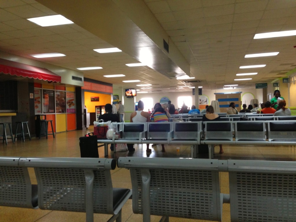 The domestic departure lounge of Nassau’s airport.