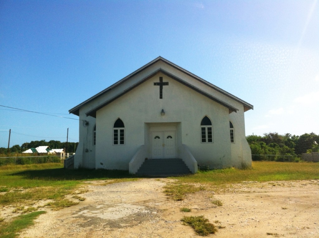 A small town church on the side of the main road.