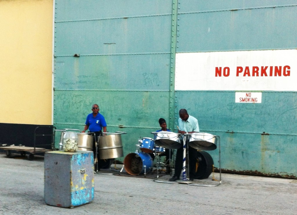 A steel drum band sending off the visitors!