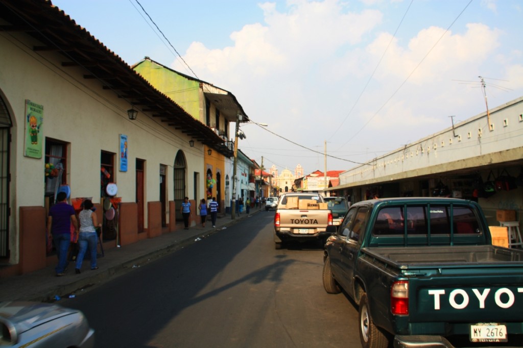 Iglesia de La Recoleccion at the end of the street.