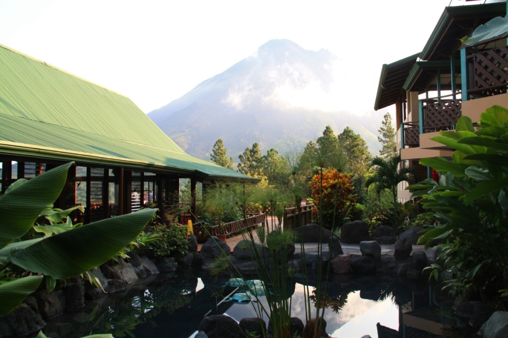 The first glimpse of Arenal from the courtyard.