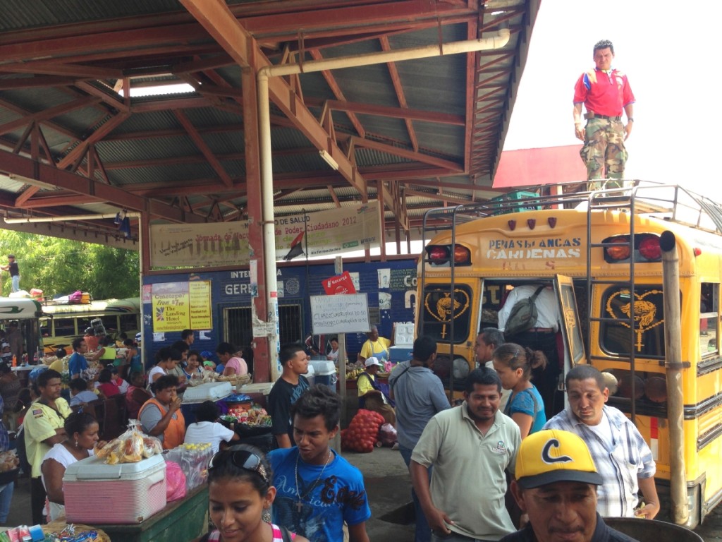 The crowded Rivas bus terminal.
