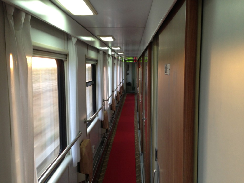 The hallways lined with pull out seats.